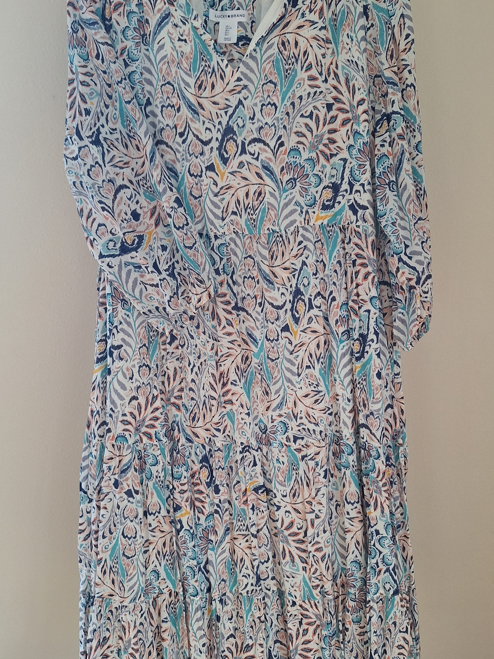 Lucky Brand Teal, Navy & Cream Floral Mini Dress